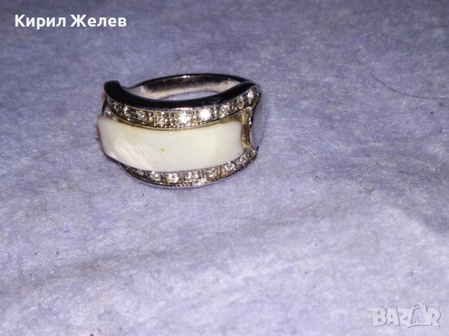 СТИЛЕН КРАСИВ СКЪПОЦЕНЕН АРТ ПРЪСТЕН НИКЕЛИРАНА БЛАГОРОДНА СТОМАНА с ЦИРКОНИ и БЯЛ АХАТ 30796, снимка 10 - Пръстени - 41682673