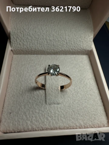 Здатен пръстен 14К с диамант 0,51 ct  сертификат, снимка 3 - Пръстени - 50443458