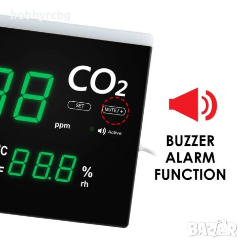 Монитор за качеството на въздуха, CO2 до 9999 ppm, температура и влажност, снимка 7 - Друга електроника - 41039642