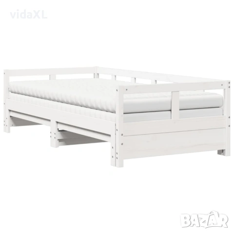 vidaXL Дневно легло с уширение и матраци, бял(SKU:3321042)