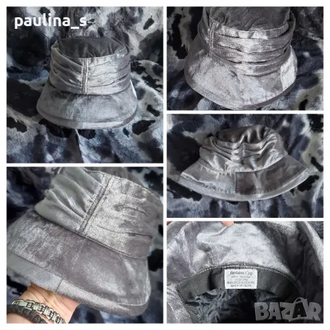 Ангорско черно бомбе с декорация / шапка меринос и ангора с декорация от брошака с циркони, снимка 6 - Шапки - 16210332