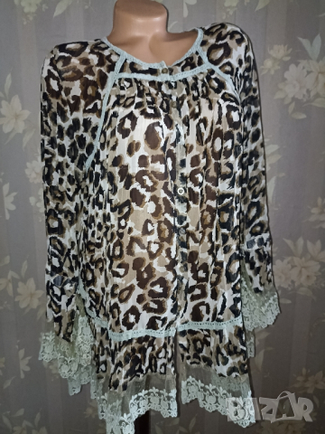 Кокетна туника/ риза от шифон в анимал принт М