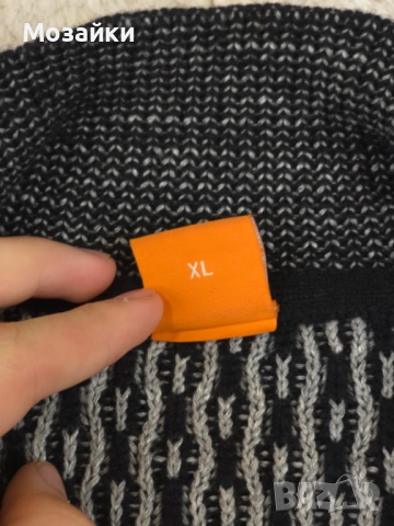 Мъжки пуловер BOSS Kerwino вълна и памук Black & White | MSRP €220 | Размер XL, снимка 4 - Пуловери - 53595829