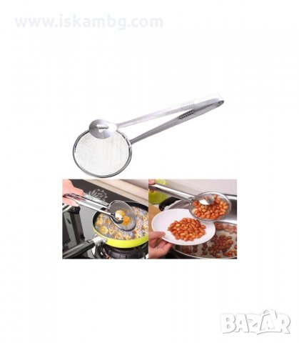 МЕТАЛНА ЩИПКА С ЦЕДКА ЗА ПЪРЖЕНЕ И ОТЦЕЖДАНЕ 2В1 - код 1811, снимка 4 - Прибори за хранене, готвене и сервиране - 33979964