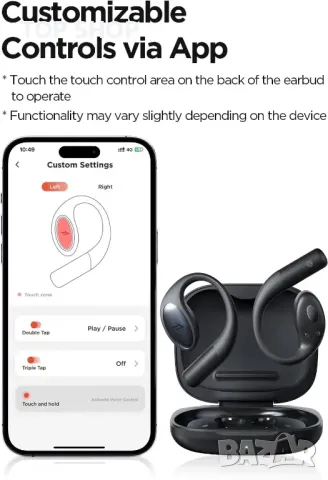 1MORE S51 Слушалки с отворено ухо, ултралек дизайн, сигурно прилягане, Bass More+, IPX5, черни, снимка 9 - Безжични слушалки - 49500265