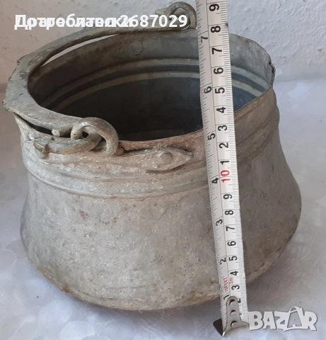Различни бакъри и менци: Голям меден Бакър 25 см отвор 34 см дъно, снимка 9 - Антикварни и старинни предмети - 30005970