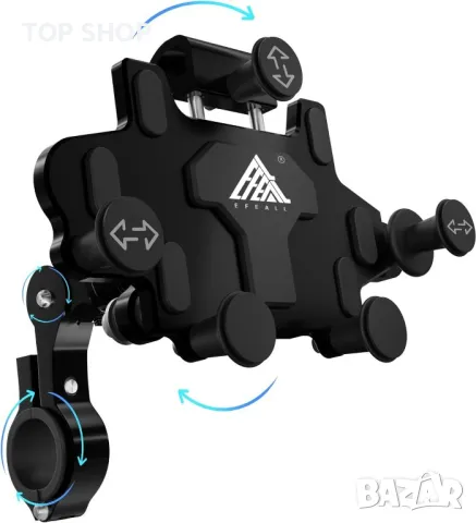 EFEALL Стойка за телефон 4,0-7,0 инча за мотор/велосипед, черна