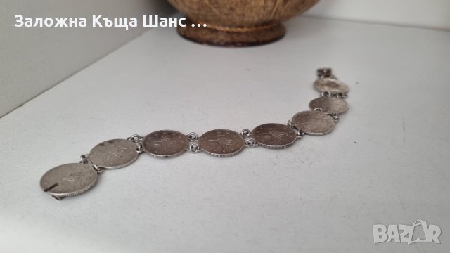 Vintage сребърна гривна със сребърни монети , снимка 3 - Гривни - 44445793