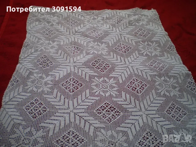 Красива бяла правоъгълна плетена на една кука покривка, снимка 5 - Декорация за дома - 50181509