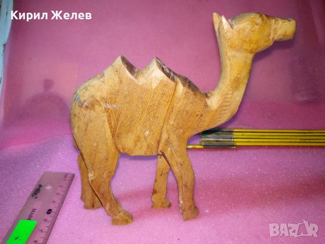 СТАРА ДЕКОРАТИВНА ДЪРВЕНА ФИГУРКА на КАМИЛА РЪЧНА ИЗАБОТКА За КОЛЕКЦИЯ УКРАСА 42869, снимка 2 - Статуетки - 44314331