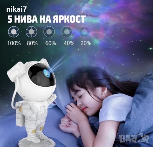 Детска нощна лампа звездно небе проектор Galaxy Star Project Астронавт , снимка 11 - Други - 42527113
