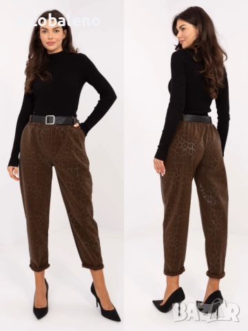 Дамски панталони от еко кожа с леопардов принт, 5цвята , снимка 2 - Панталони - 52369980