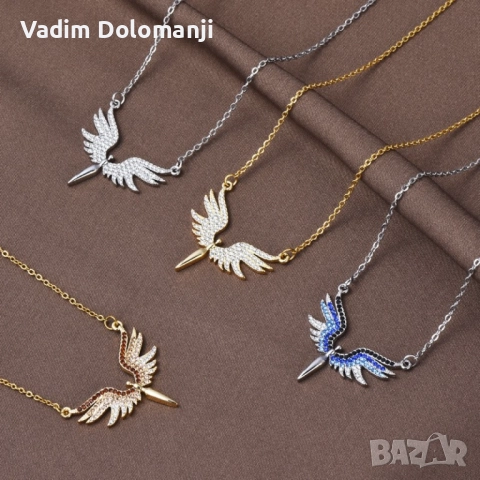 Нежно дамско колие с висулка феникс с камъни