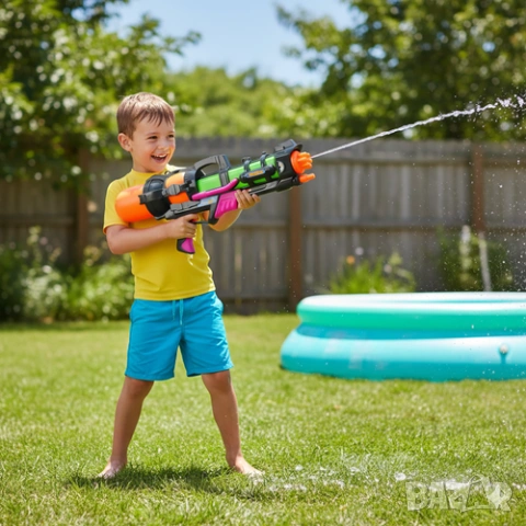 Голям воден пистолет 60 см / Водна пушка 1.25 L за деца / Водно оръжие, снимка 9 - Игри и пъзели - 53832953