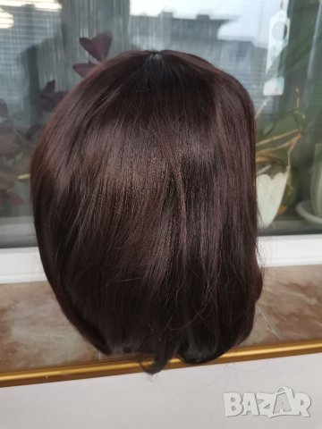 Нова тъмно кестенява перука 35 см Боб стил - мод.22, снимка 6 - Аксесоари за коса - 13441820