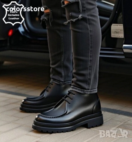 Мъжки боти - черна ЕСТЕСТВЕНА кожа - 3159 