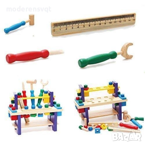Дървена играчка, Работилница с инструменти, Дървена маса, снимка 4 - Образователни игри - 52421779