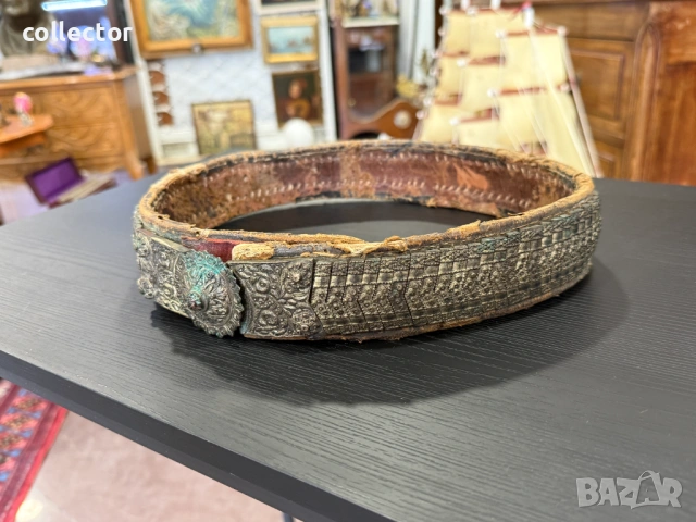 Възрожденски сребърен / сачанен колан за носия. №7877, снимка 3 - Антикварни и старинни предмети - 53496560
