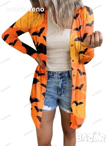 Модна дамска лека жилетка с щампа на Halloween, 6цвята - 023, снимка 3 - Жилетки - 41706912