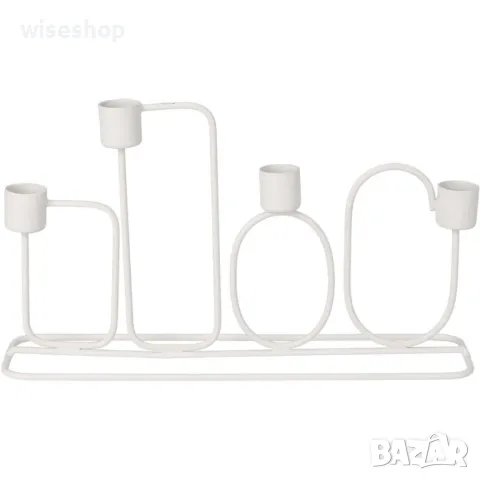 Бял стилен свещник за четири броя свещи, снимка 1