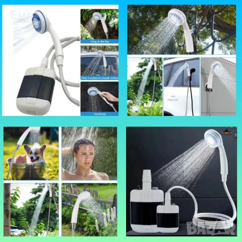 Нов модел - Преносим душ за къмпинг, компактен, USB зареждане, батерия 3000 mAh