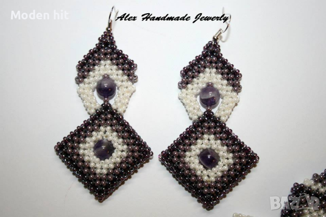 Комплект с аметист - гривна и обеци. Ръчна изработка., снимка 4 - Бижутерийни комплекти - 36129949