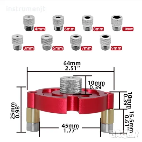 Комплект за центриране и перпендикулярно пробиване на отвори 3÷10 мм, снимка 5 - Други инструменти - 47564230
