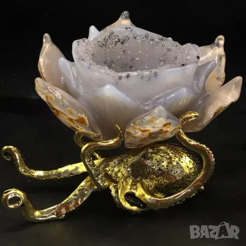 Розичка от минерал върху стойка. 482гр. Размер 10х7см. подходящ за подарък, йога, медитация, снимка 1