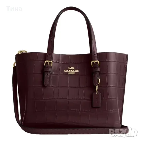 Чанта Coach Mollie Tote croc-embossed leather Dark Wine/Merlot