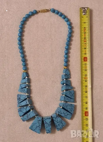 Колие от афганистански тюркоазени мъниста Бижута Скъпоценни камъни, снимка 2 - Бижутерийни комплекти - 49171153