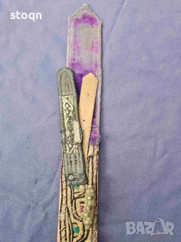 Стар Османски колан със сребърни(сачанени) елементи по него.дължина 106см на 7 см , снимка 4 - Колекции - 52442116