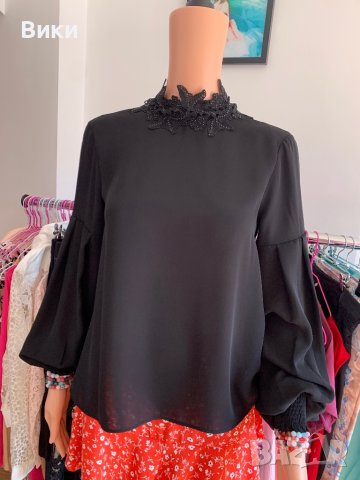 Черна блуза риза Zara , снимка 2 - Блузи с дълъг ръкав и пуловери - 40818802