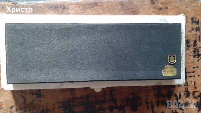 поставка за химикалка за бюро Лауфер Läufer Германия естествена кожа, цвят черен, ръчна изработка, снимка 4 - Други ценни предмети - 36325167