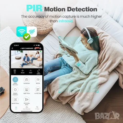 WiFi скрита мини камера с PIR детекция на движение CustCare LN82, снимка 3 - IP камери - 50076857