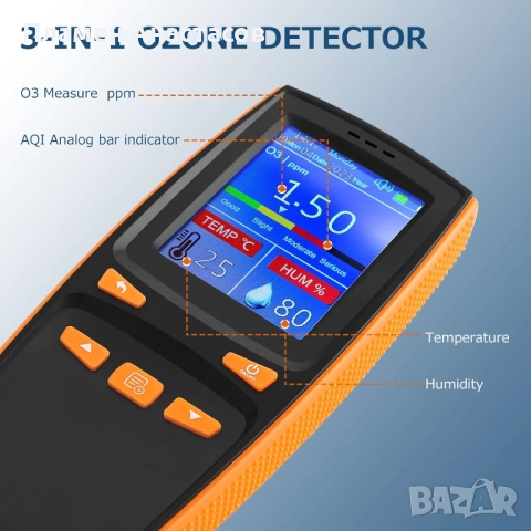 Многофункционален преносим монитор за качество на въздуха с измерване на температура и влажност, снимка 4 - Друга електроника - 52974425