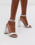 ASOS Високи сребърни сандали на ток 39 размер, снимка 1 - Сандали - 41225308