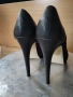 Черни обувки на висок ток, дантела + изкуствена кожа, 41 номер, снимка 4