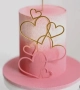 Сърца вплетени топер украса декор за торта пластмасов сребрист златист , снимка 1