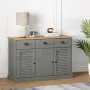 vidaXL Бюфет с чекмеджета VIGO, 113x40x75 см, сив, бор масив, снимка 2