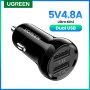 Ugreen Универсално мини зарядно за автомобил 5V/4.8A, два USB порта, снимка 1 - Зарядни за кола - 41811632