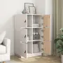 vidaXL Висок шкаф, бял, 67x40x108,5 см, борово дърво масив, снимка 4