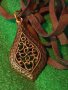 КРАСИВ ВИНТИДЖ - АРТ АЖУРЕН МЕДАЛЬОН МЕСИНГ с ШНУРЧЕ от ВЕЛУР 21461, снимка 1