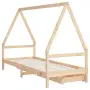 vidaXL Детска рамка за легло с чекмеджета, 90x190 см, бор масив, снимка 7