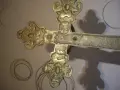 Старинен голям месингов кръст с разпятие., снимка 5