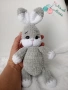 Сиво плюшено Зайче - плетена играчка , снимка 1