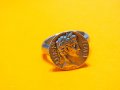 Старинен мъжки сребърен пръстен с лика на римския император  Октавиан Август - възродил рим