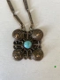 ⚜️Старинно колие от бронз с тюркоазен камък, ръчна изработка , снимка 2