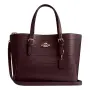 Чанта Coach Mollie Tote croc-embossed leather Dark Wine/Merlot, снимка 1