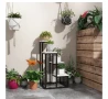 Поставка за растения, 4 нива, дърво и стомана, бяло и черно, 34x34x70, снимка 3