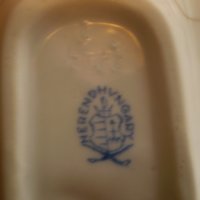 Винтидж чиния за бонбони Херенд, унгарска кралица Виктория, ръчно рисувана форма на листа, златен ръ, снимка 6 - Антикварни и старинни предмети - 38849171